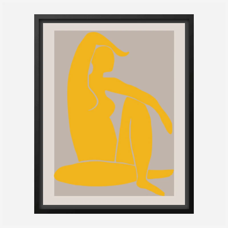 Yellow Figure Line Art Print