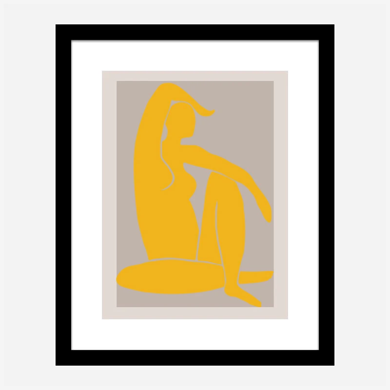 Yellow Figure Line Art Print