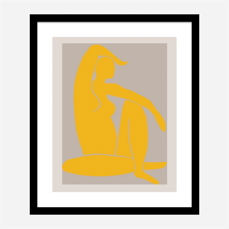 Yellow Figure Line Art Print