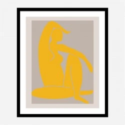 Yellow Figure Line Art Print
