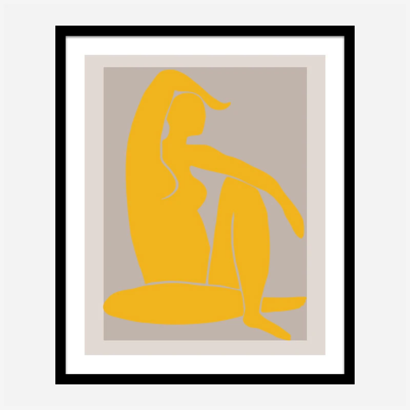 Yellow Figure Line Art Print