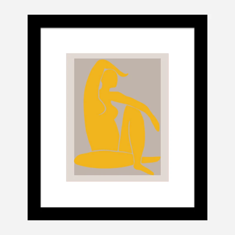 Yellow Figure Line Art Print