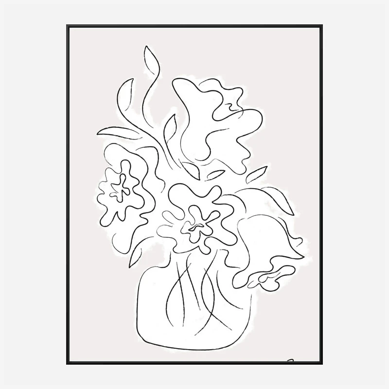 Flower Bouquet Grey Art Print
