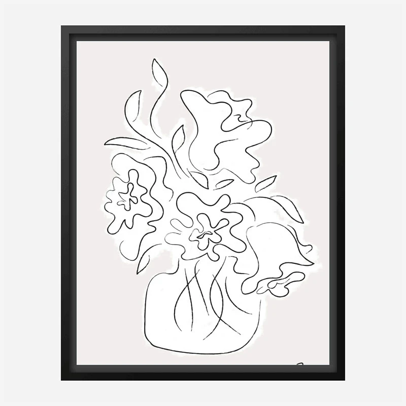 Flower Bouquet Grey Art Print