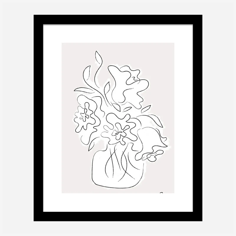 Flower Bouquet Grey Art Print