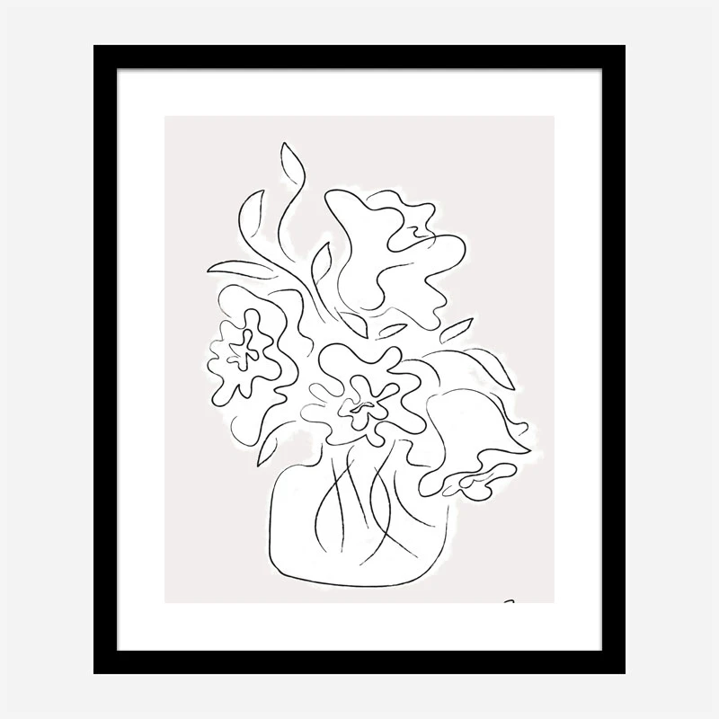 Flower Bouquet Grey Art Print