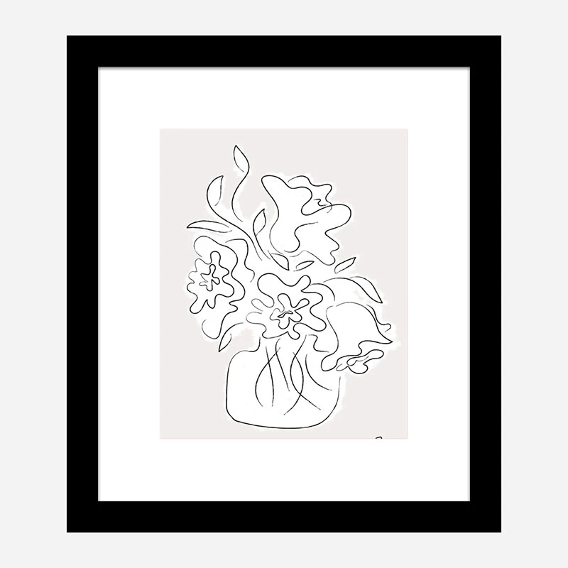 Flower Bouquet Grey Art Print