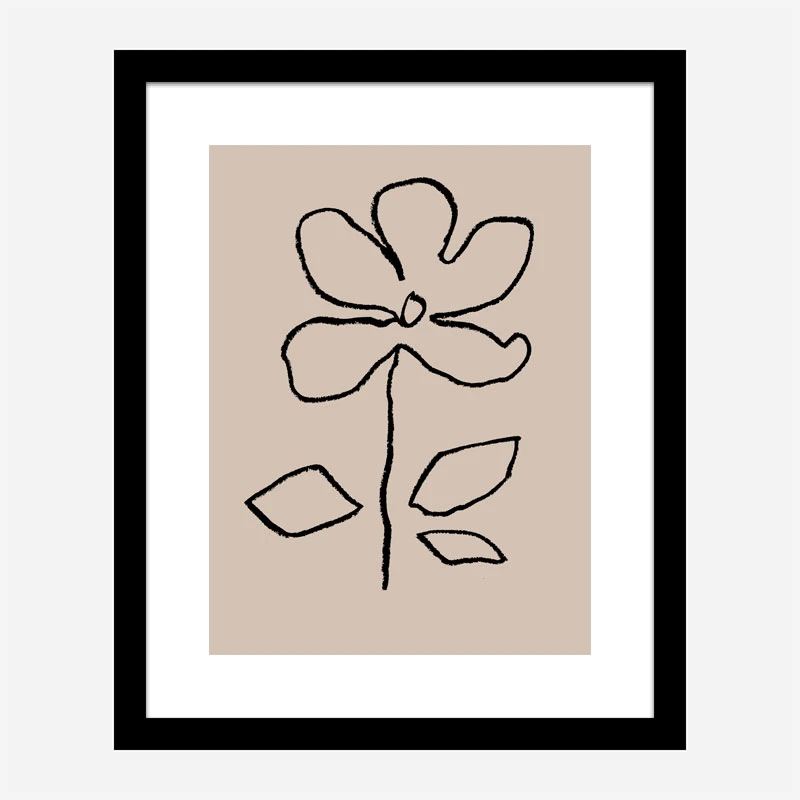 Oil Pastel Flower Black Art Print
