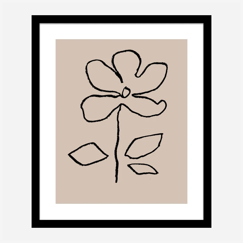 Oil Pastel Flower Black Art Print