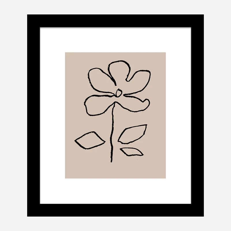 Oil Pastel Flower Black Art Print
