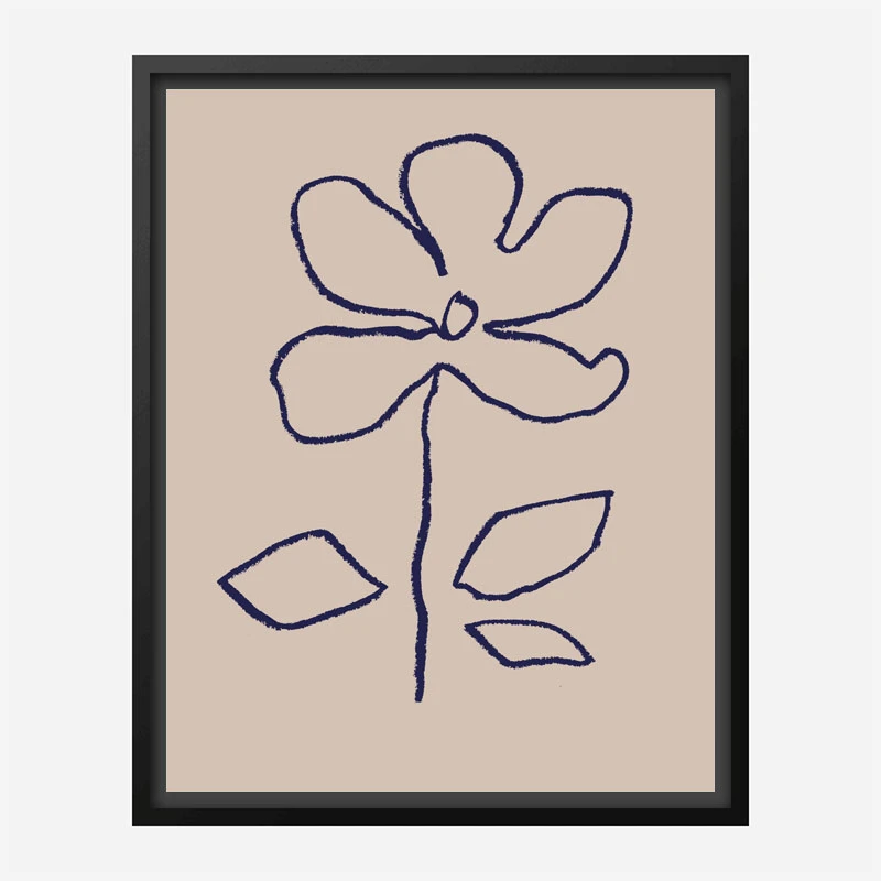 Oil Pastel Flower Blue Art Print