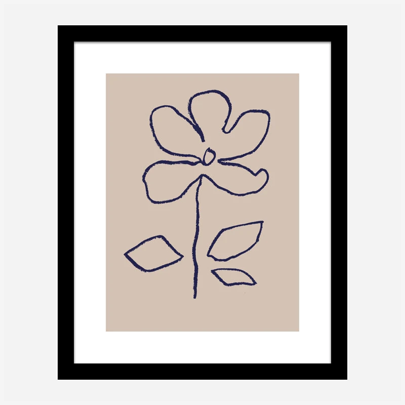 Oil Pastel Flower Blue Art Print