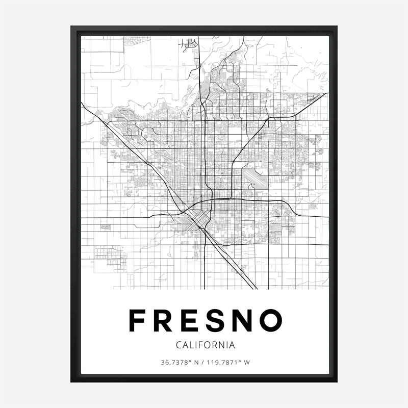 Fresno California City Map Art Print