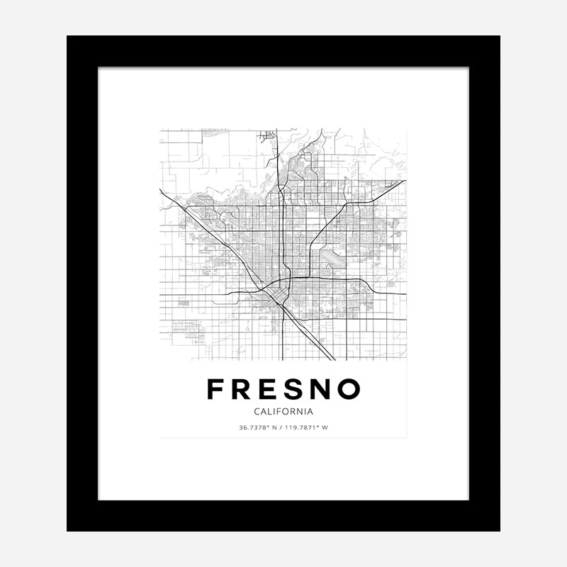 Fresno California City Map Art Print