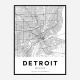 Detroit Michigan City Map Art Print