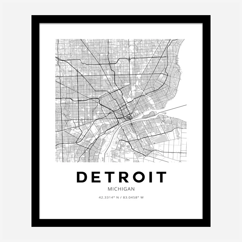 Detroit Michigan City Map Art Print