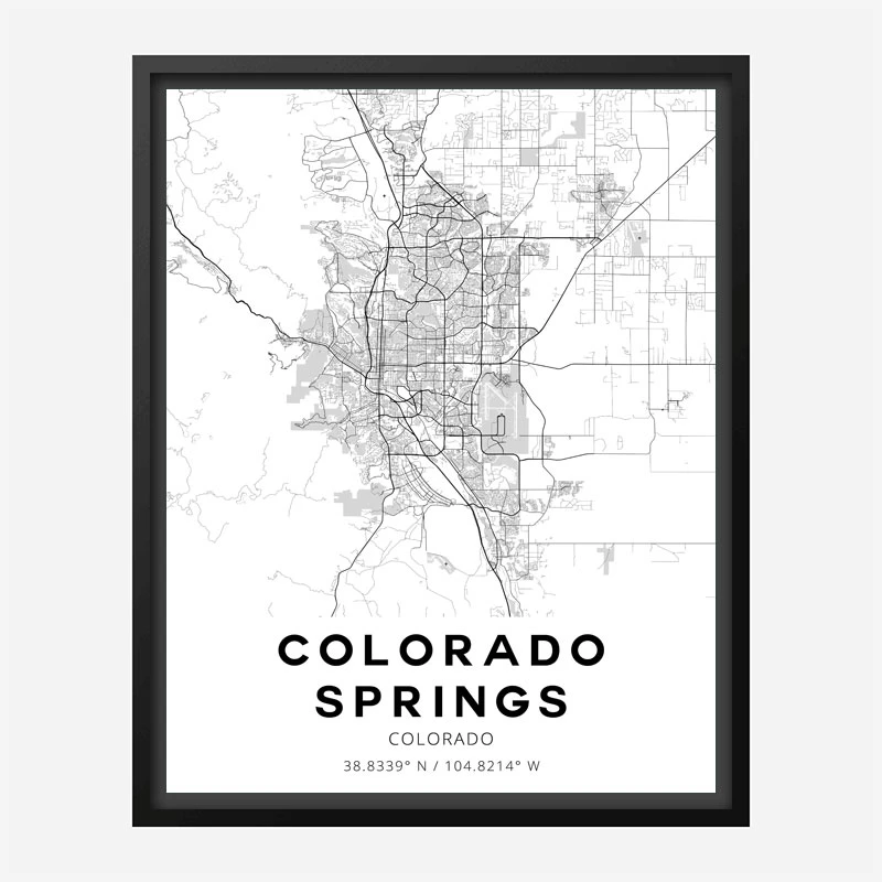 Colorado Springs Colorado City Map Art Print
