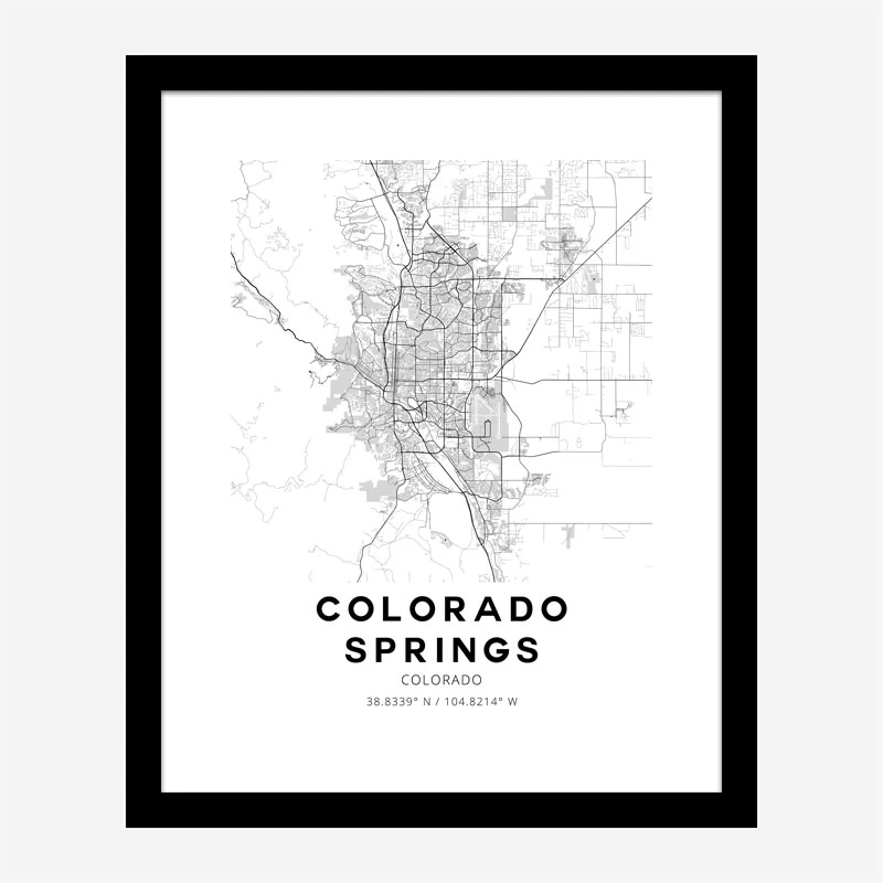 Colorado Springs Colorado City Map Art Print