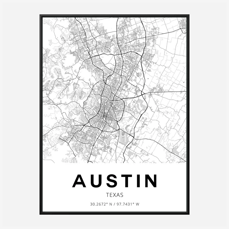 Austin Texas City Map Art Print