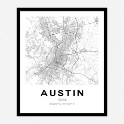 Austin Texas City Map Art Print