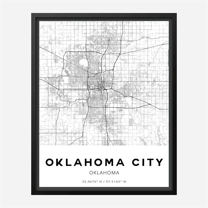 Oklahoma City Oklahoma City Map Art Print