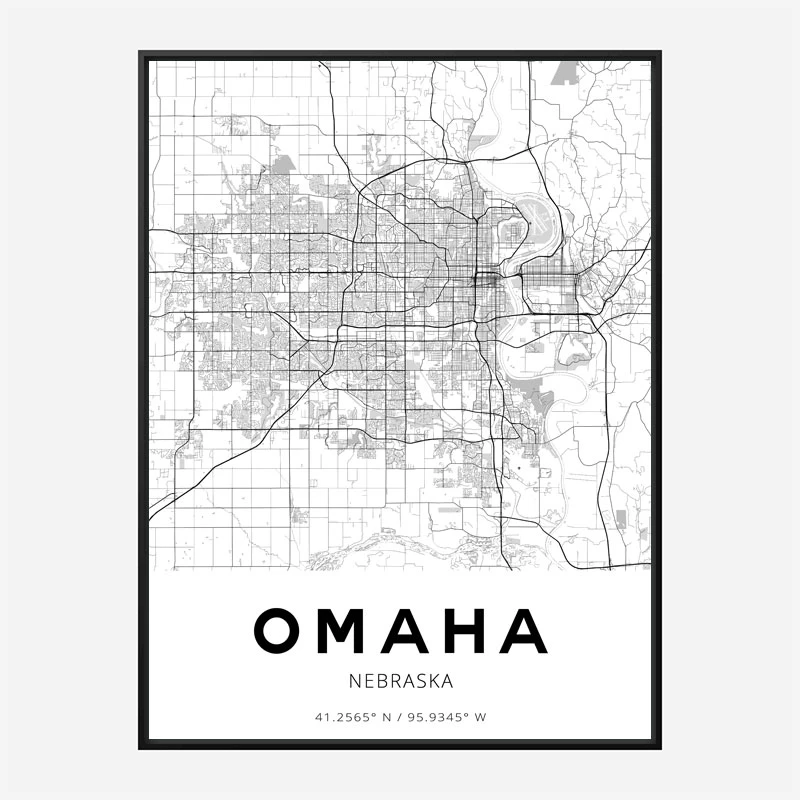 Omaha Nebraska City Map Art Print