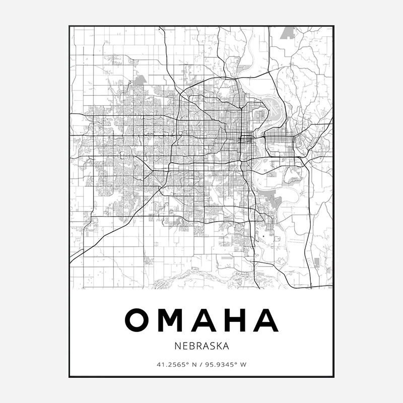 Omaha Nebraska City Map Art Print