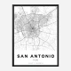 San Antonio Texas City Map Art Print