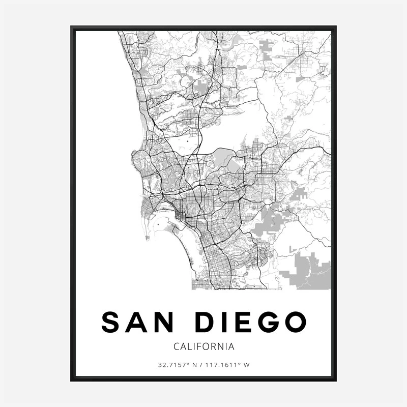 San Diego California City Map Art Print