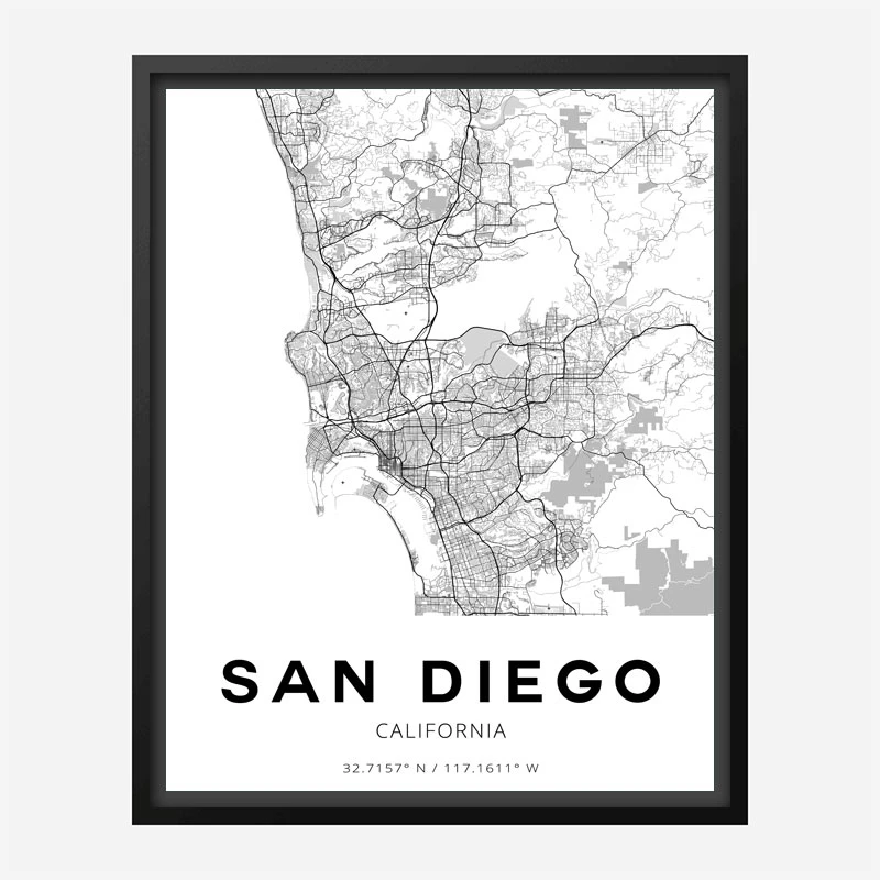 San Diego California City Map Art Print