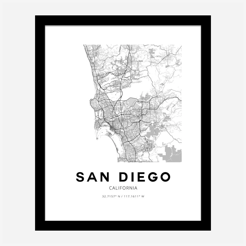San Diego California City Map Art Print