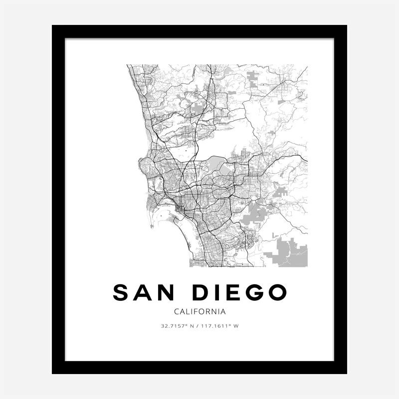 San Diego California City Map Art Print