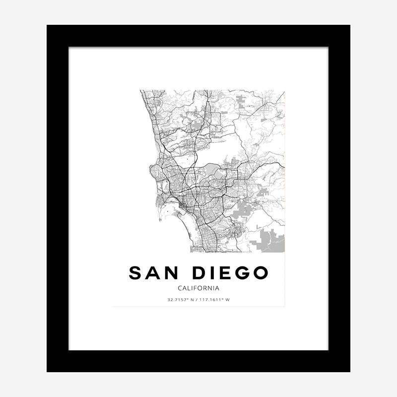 San Diego California City Map Art Print