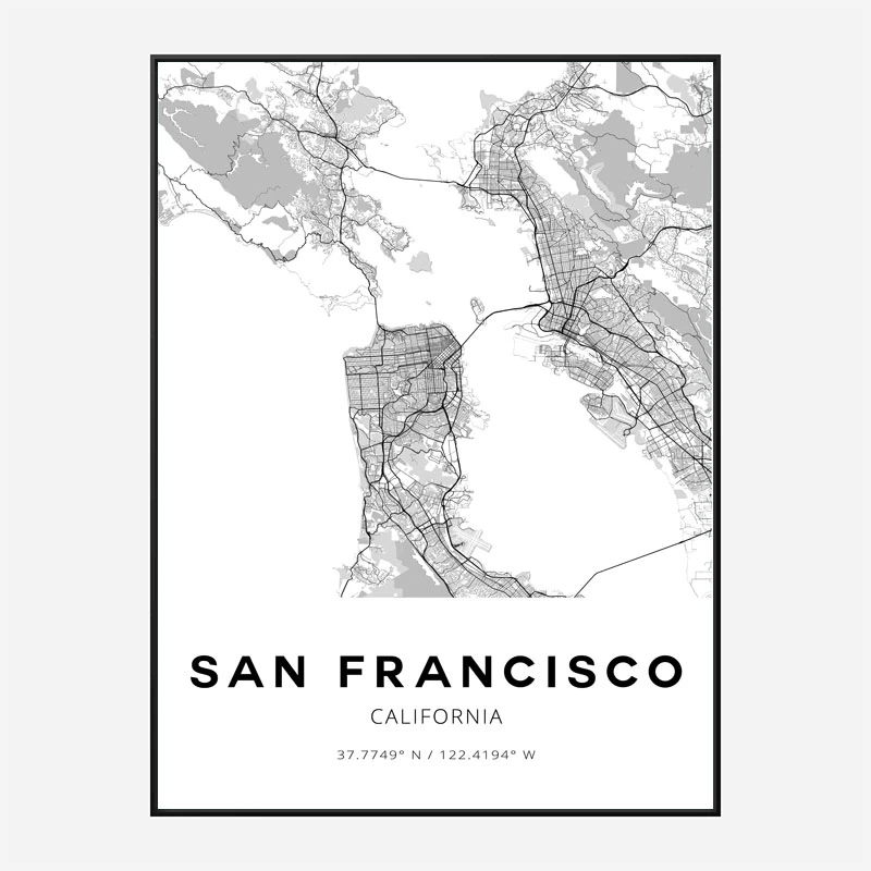 San Francisco California City Map Art Print