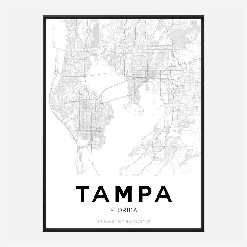 Tampa Florida City Map Art Print