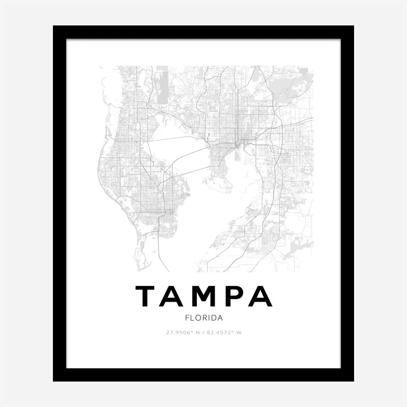 Tampa Florida City Map Art Print