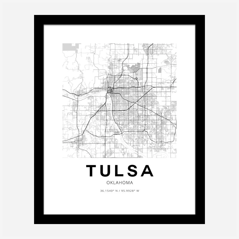 Tulsa Oklahoma City Map Art Print