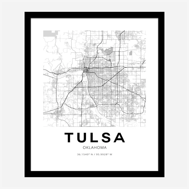 Tulsa Oklahoma City Map Art Print