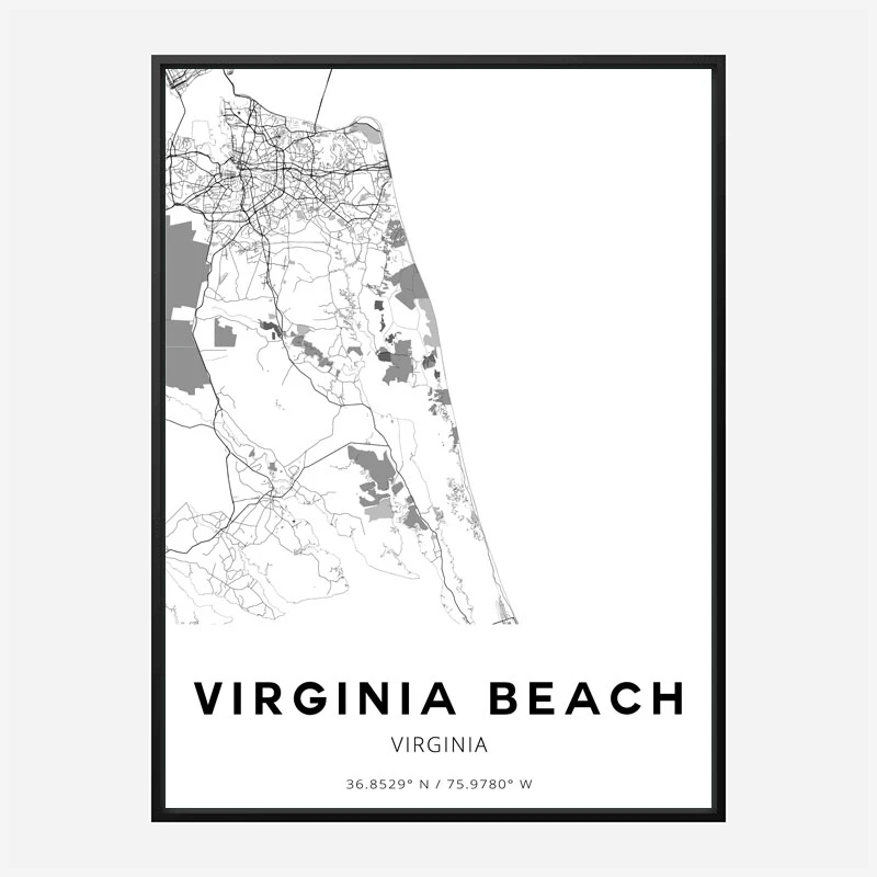 Virginia Beach Virginia City Map Art Print