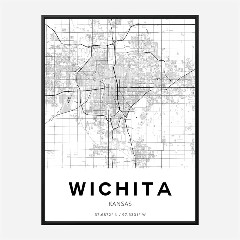 Wichita Kansas City Map Art Print
