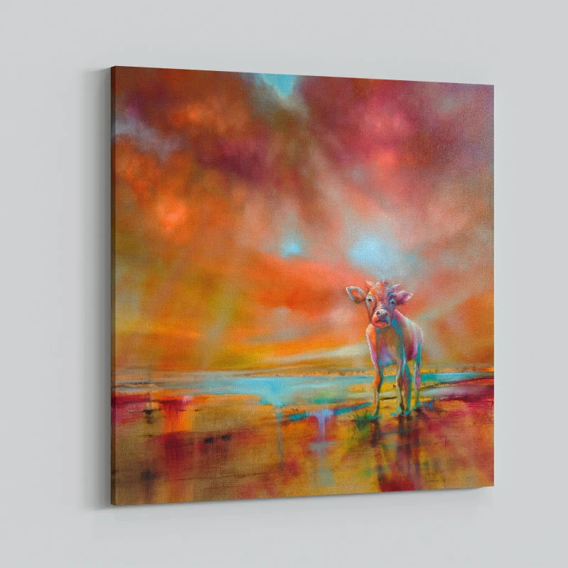 Colorful Cow Abstract Art Print