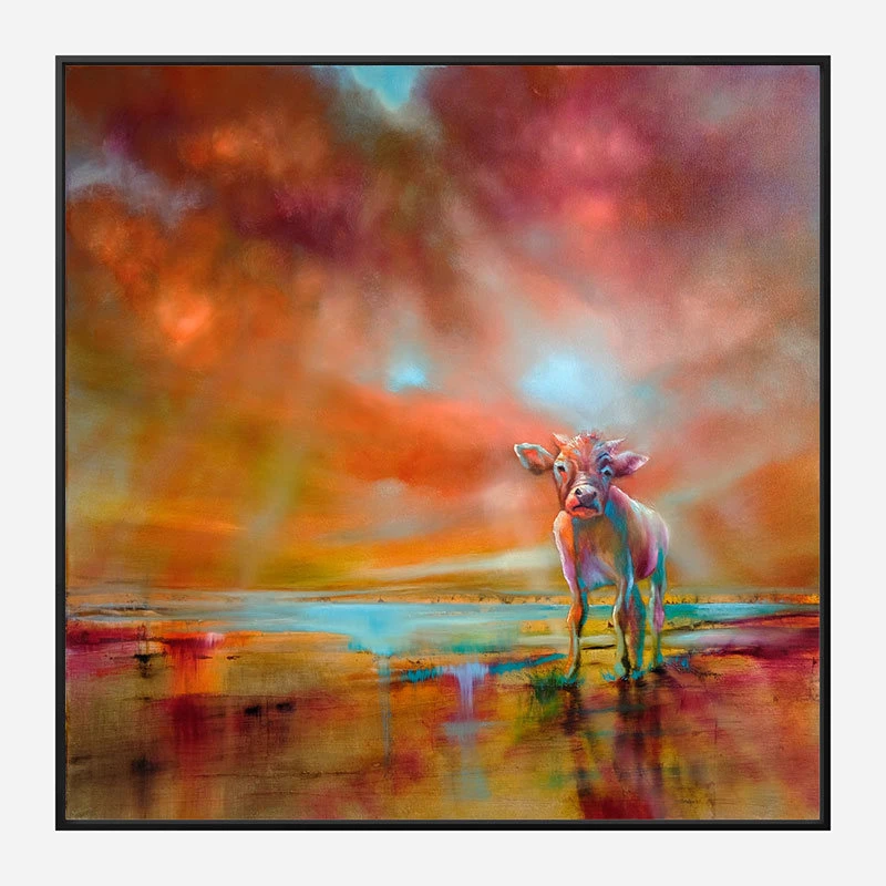 Colorful Cow Abstract Art Print