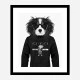 King Charles Spaniel in Gucci Hoodie Black and White Art Print