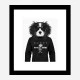 King Charles Spaniel in Gucci Hoodie Black and White Art Print