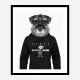 Schnauzer Dog in a Gucci Hoodie Black and White Art Print