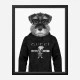 Schnauzer Dog in a Gucci Hoodie Black and White Art Print