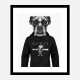 Boxer Dog in a Gucci Hoodie Black and White Art Print
