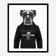 Boxer Dog in a Gucci Hoodie Black and White Art Print