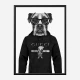 Boxer Dog in a Gucci Hoodie Black and White Art Print