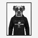 Boxer Dog in a Gucci Hoodie Black and White Art Print